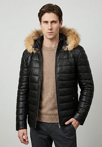 Felix Hardy Lederjacke "Lederjacke mit Kapuze und Reißverschluss" günstig online kaufen