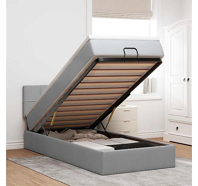 vidaXL Bett, Ottoman-Bett mit Matratze Dunkelbraun 90x190 cm Stoff günstig online kaufen
