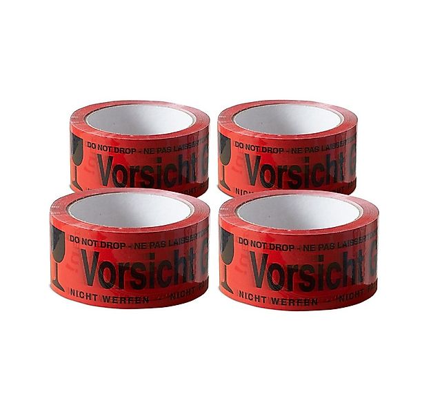 ARLI Klebeband 4x Klebeband " Vorsicht Glas " Packband rot Paketband (4er, günstig online kaufen