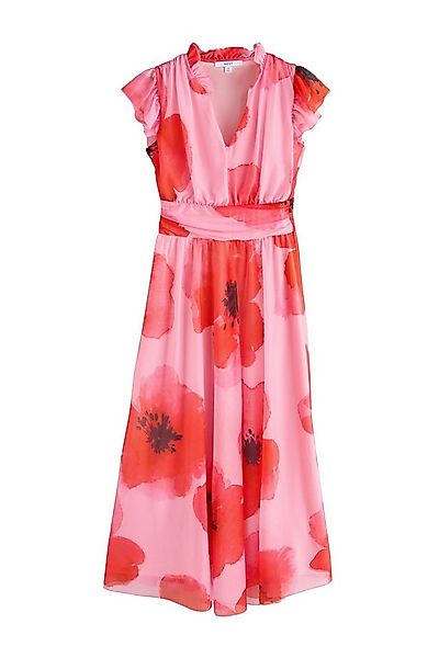 Next Midikleid Plissiertes Mesh-Midikleid mit V-Ausschnitt (1-tlg) günstig online kaufen