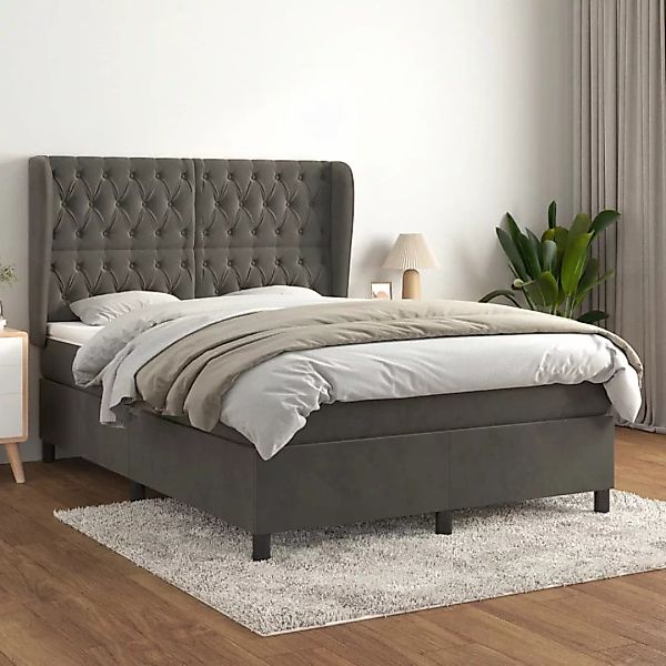 Vidaxl Boxspringbett Mit Matratze Dunkelgrau 140x190 Cm Samt günstig online kaufen