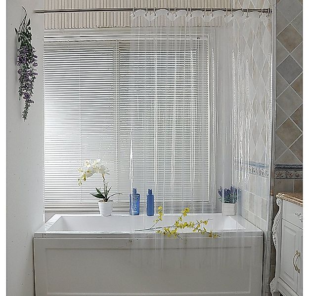 Rosnek Duschvorhang Transparent, verdickt, PEVA, mit Haken, für das Badezim günstig online kaufen