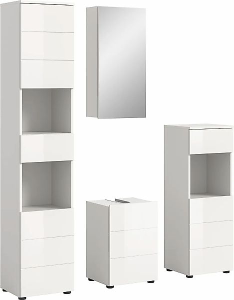 welltime Badmöbel-Set "Biel, Höhe 190 cm, Hochschrank, Unterschrank, Spiege günstig online kaufen