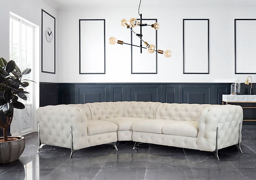 Home affaire Chesterfield-Sofa "Amaury L-Form" moderne Chersterfield-Optik, günstig online kaufen