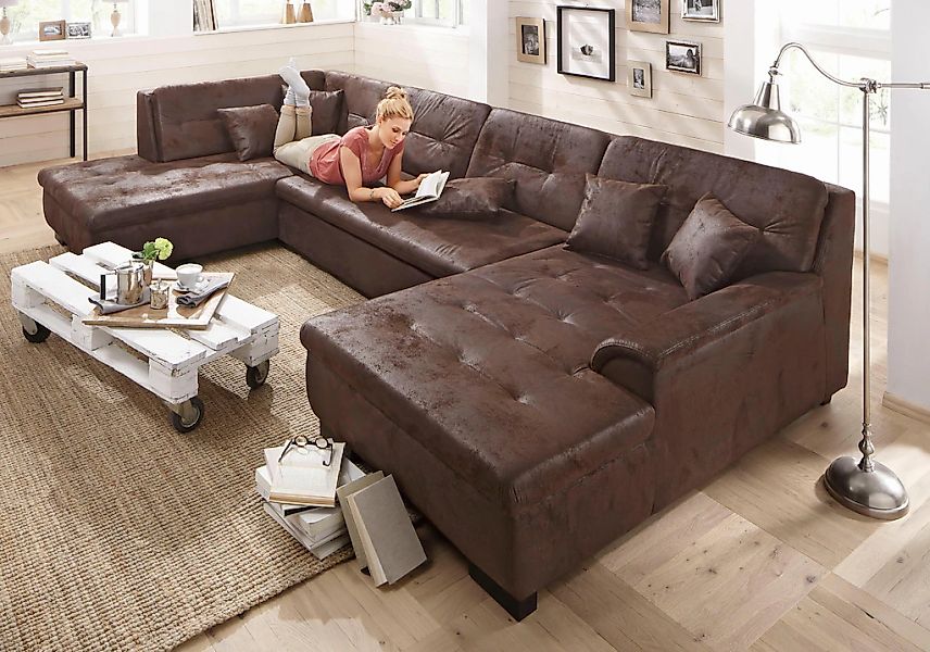 Home affaire Wohnlandschaft "Bergen zeitlos und elegant, U-Form", wahlweise günstig online kaufen