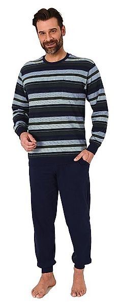Normann Pyjama Normann Herren langarm Schlafanzug mit Bündchen in Streifeno günstig online kaufen