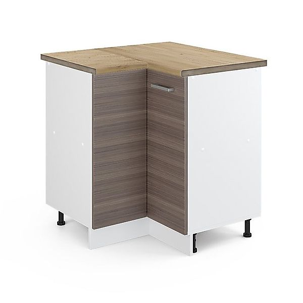 Vicco Eckunterschrank R-Line Küchen Eckschrank Grau/Weiß 76 cm AP Eiche günstig online kaufen