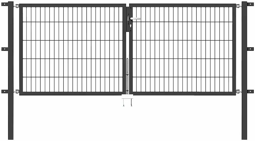 Metallzaun Doppeltor für Doppelstabmatte Anthrazit z. Einbeton. 160 cm x 25 günstig online kaufen