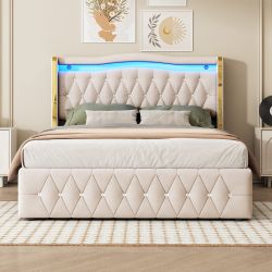OKWISH Polsterbett Funktionsbett,Doppelbett,mit hellen Streifen für günstig online kaufen