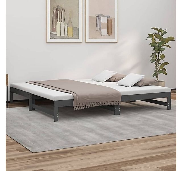 vidaXL Gästebett Gästebett Tagesbett Ausziehbar Grau 2x90x200 cm Massivholz günstig online kaufen