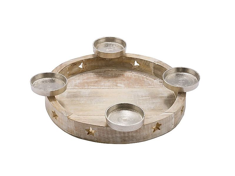 Spetebo Adventsleuchter Holz Adventskranz white washed - 35 cm (Stück, 1 St günstig online kaufen