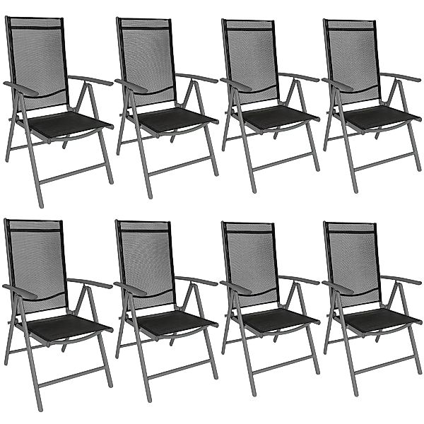 8 Aluminium Gartenstühle klappbar - schwarz/anthrazit günstig online kaufen