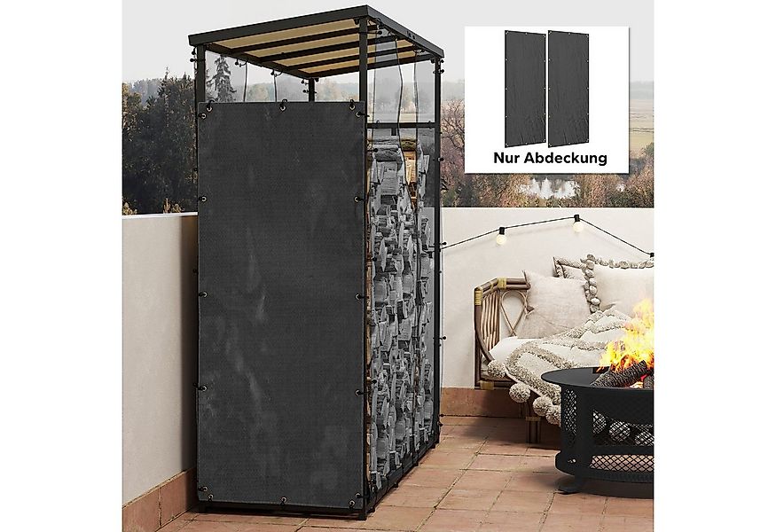 Outsunny Kaminholzregal 2er-Set, 148 x 62 cm, Wasserdicht 600D Oxford, UV-S günstig online kaufen