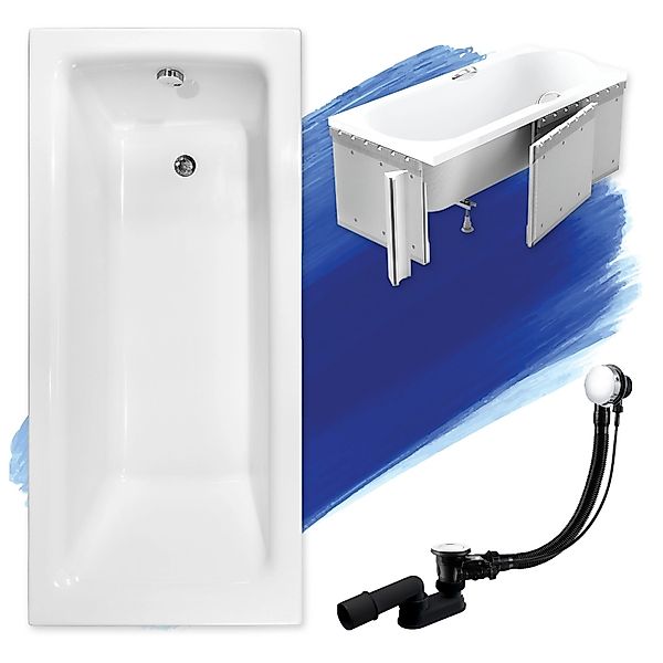 Bad Land Badewanne Rechteck TALIA 160x75 + Styroporverkleidung + Bambus Bad günstig online kaufen