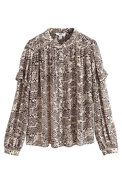 Next Langarmbluse Langärmelige Bluse mit Print, Biesen und Rüschen (1-tlg) günstig online kaufen