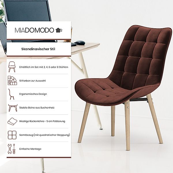 MIADOMODO Esszimmerstuhl Esszimmerstühle Wohnzimmerstühle Küchenstuhl Samt günstig online kaufen