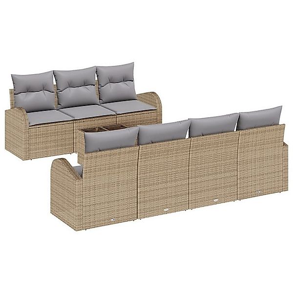 vidaXL Loungesofa 8-teiliges Garten Sofa Set mit Kissen Beige Poly Rattan, günstig online kaufen