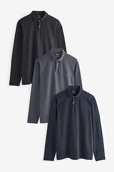 Next Langarm-Poloshirt Langärmelige Poloshirts aus Jersey im 3er-Pack (3-tl günstig online kaufen