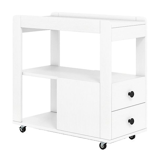 Costway Beistelltisch Schmal Nachttisch mit Rollen Sofatisch Weiß günstig online kaufen