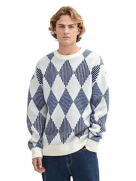 TOM TAILOR Denim Rundhalspullover mit Argyle günstig online kaufen
