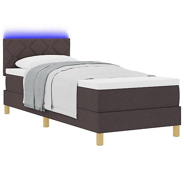 vidaXL Bett Boxspringbett mit Matratze & LED Dunkelbraun 80x200 cm Stoff (1 günstig online kaufen