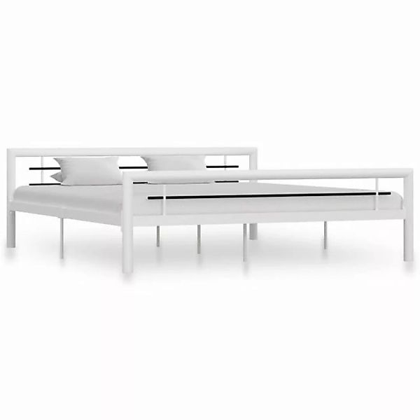 furnicato Bett Bettgestell Weiß und Schwarz Metall 180×200 cm günstig online kaufen