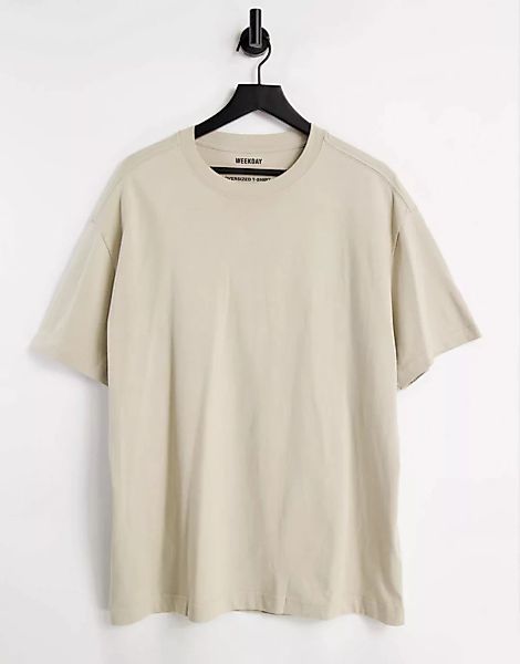 Weekday – Oversize-T-Shirt in Beige, Kombiteil-Neutral günstig online kaufen