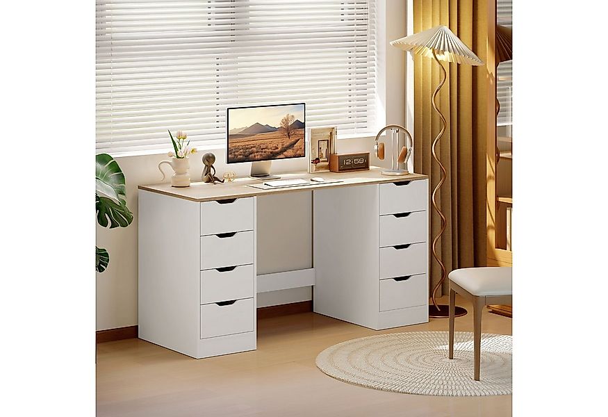 HOMCOM Schreibtisch mit 8 Schubladen (Computertisch, 1-St., Arbeitstisch), günstig online kaufen