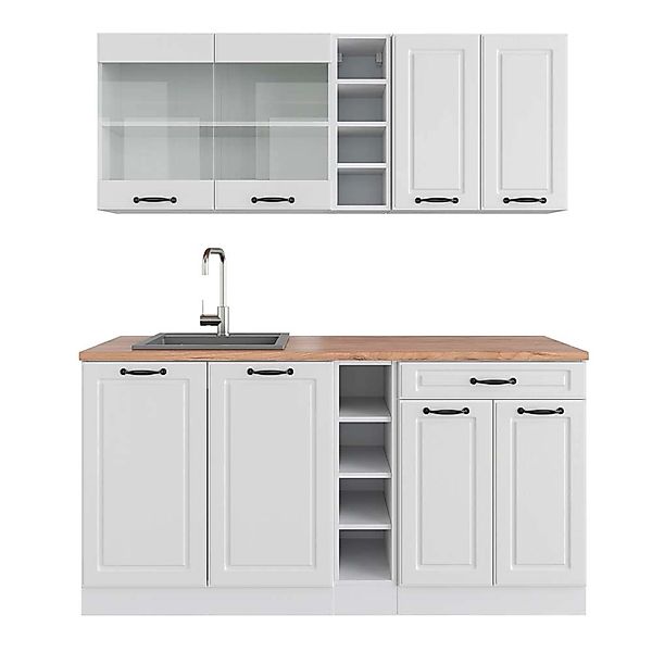 Vicco R-Line Singleküche Weiß Landhaus/Weiß 160 cm AP Eiche günstig online kaufen
