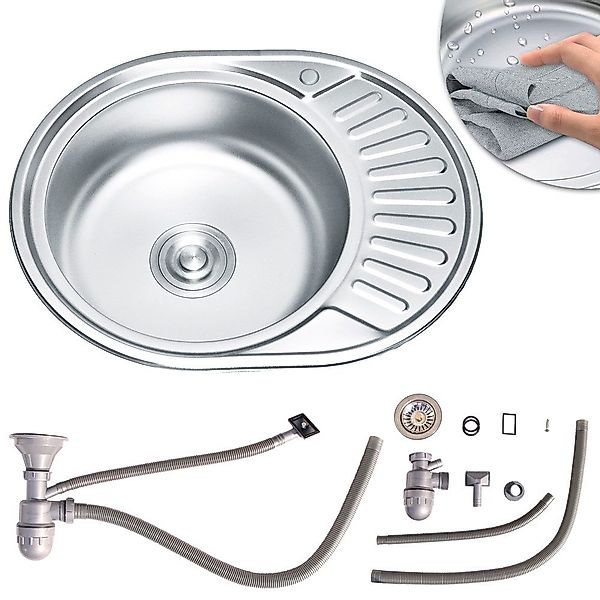 Mucola Edelstahlspüle Edelstahlspüle 57CM Einbauspüle Spülbecken günstig online kaufen