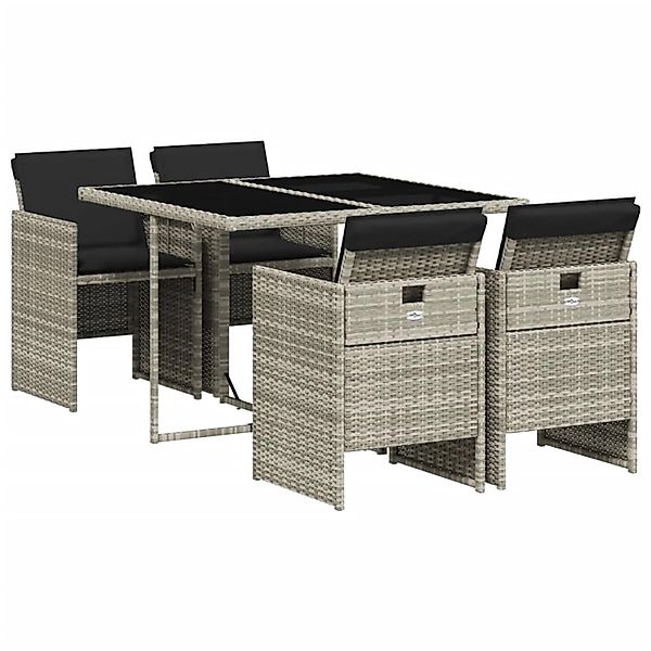 vidaXL 5-Tlg Garten-Essgruppe mit Kissen Hellgrau Poly Rattan 3277666 günstig online kaufen