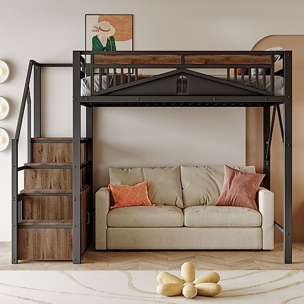 Flieks Hochbett Metallbett Kinderbett 140x200cm mit günstig online kaufen