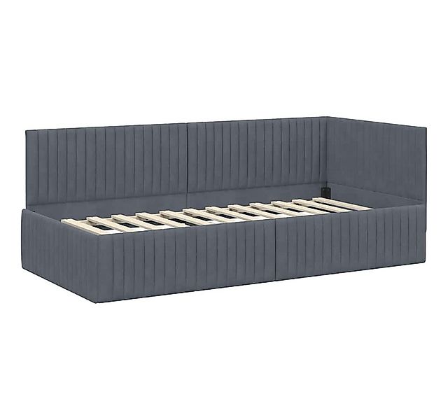 vidaXL Bett Eckbettgestell mit Kopfteil Dunkelgrau 90 cm x 200 cm Samt (1-t günstig online kaufen