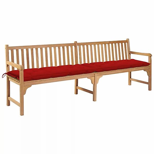 Gartenbank Mit Roter Auflage 240 Cm Massivholz Teak günstig online kaufen