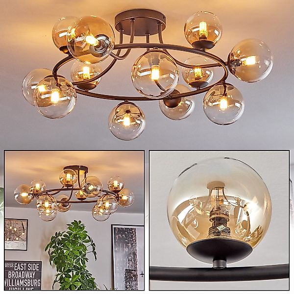 hofstein Deckenleuchte 12-flammige Deckenlampe aus Metall/Glas günstig online kaufen