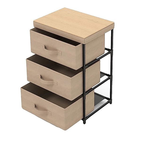 Costway Nachttisch mit 3 Schubladen Metallrahmen 40 x 30x 62 cm Braun günstig online kaufen