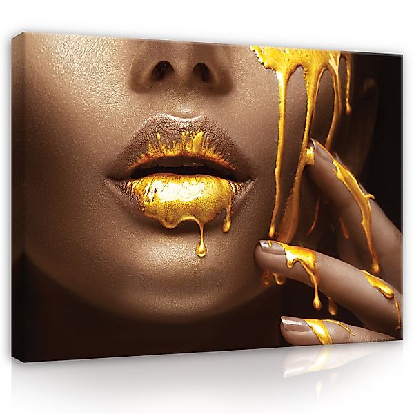 Wallarena Leinwandbild Frau Art Gemalt Gold günstig online kaufen