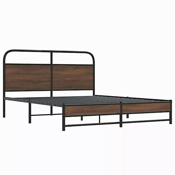 vidaXL Bett Metallbett ohne Matratze Braun Eichen-Optik 160x200 cm günstig online kaufen