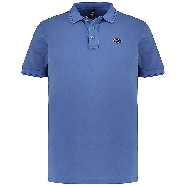 Replay Poloshirt mit Garment-Dye-Färbung Farbe blau Größe: 3XL günstig online kaufen