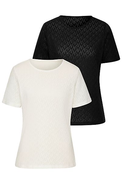 Vivance Kurzarmshirt mit modischem Ajour-Muster (2er-Pack) günstig online kaufen
