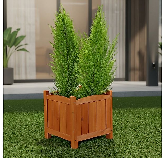 Melko Pflanzkübel Blumenkasten Blumentopf Pflanztrog aus Holz in Braun Blum günstig online kaufen