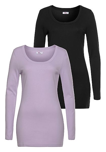 Flashlights Langarmshirt, (Packung, 2 tlg.), sehr figurbetonter Schnitt, Ru günstig online kaufen