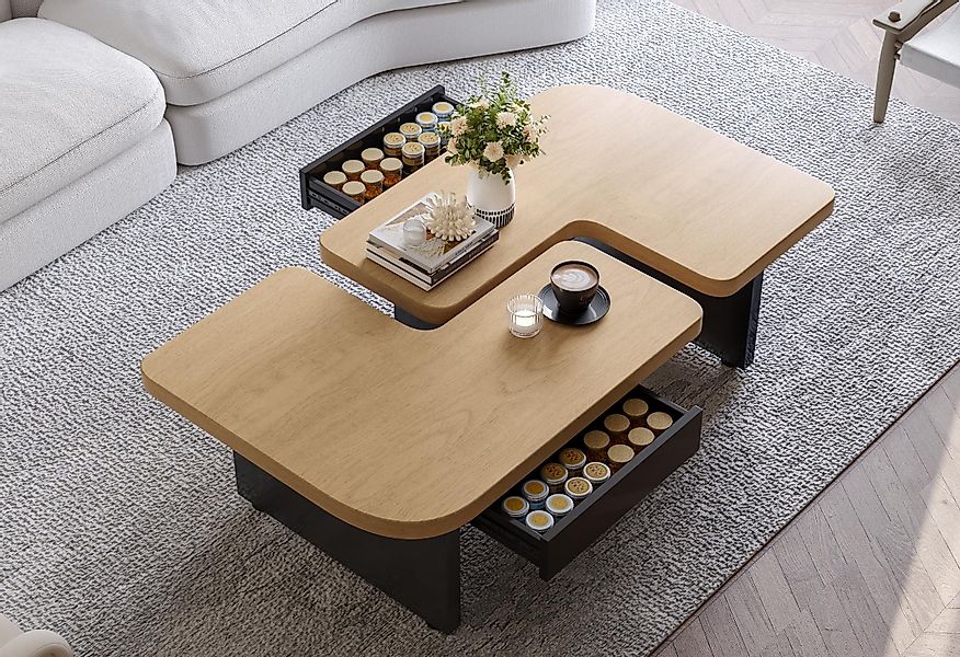 LVHOM Couchtisch 135x60cm/90x90cm ÖKO Modern Modular günstig online kaufen