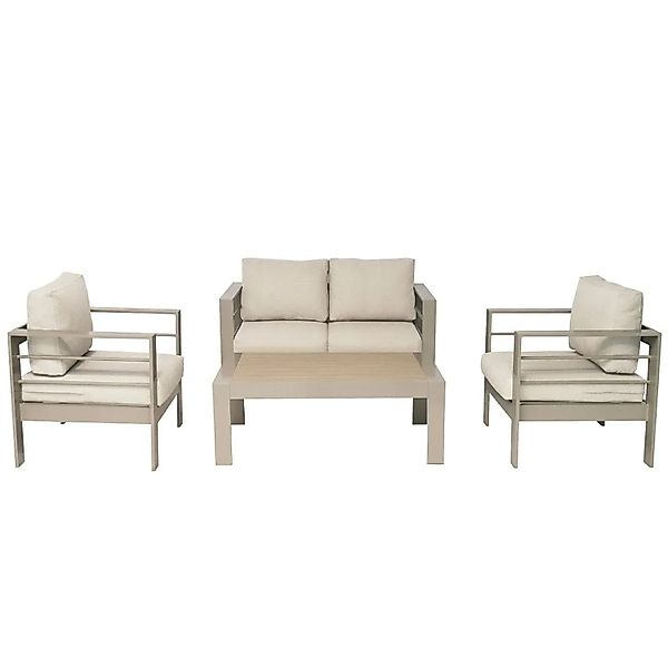 MeXo Gartenmöbel Set aus Aluminium Loungeset für 4 Personen Champagnerfarbe günstig online kaufen