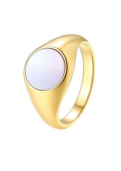 Hey Happiness Fingerring Muschel Siegelring Rund 18K Vergoldet, Ring Damen günstig online kaufen