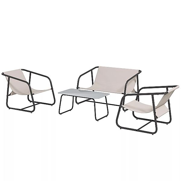 Outsunny 4-tlg. Gartenmöbel-Set, Sitzgruppe mit 2 Sesseln, 1 Zweisitzer, 1 günstig online kaufen
