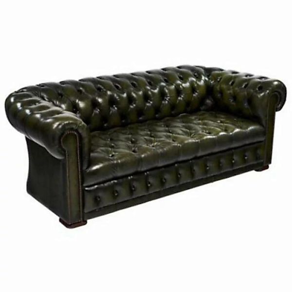 JVmoebel 3-Sitzer Chesterfield Grüne Polster Leder Stoff Couch 3 Sitzer Sof günstig online kaufen