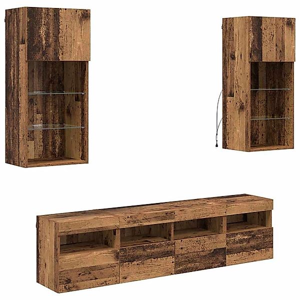 vidaXL Wohnwand mit LED 5-Tlg Altholz 40,5 x 30 x 90 cm 3402980 günstig online kaufen