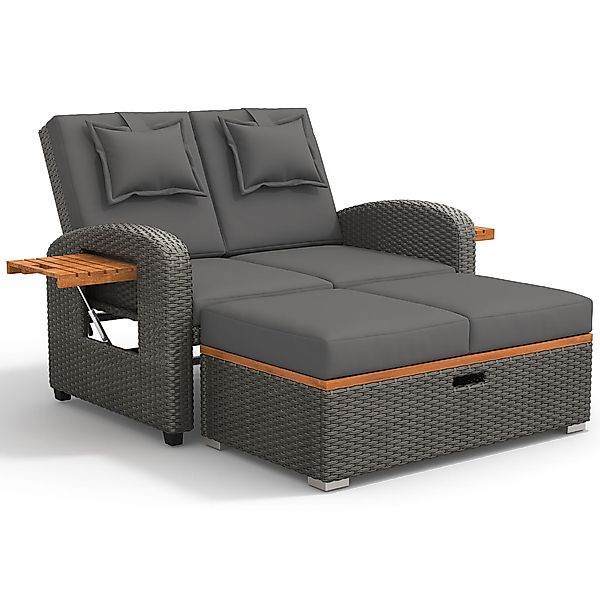 Garten-Lounge-Sessel-Set für 2 Personen, verstellbare Rückenlehne, mit Fußh günstig online kaufen