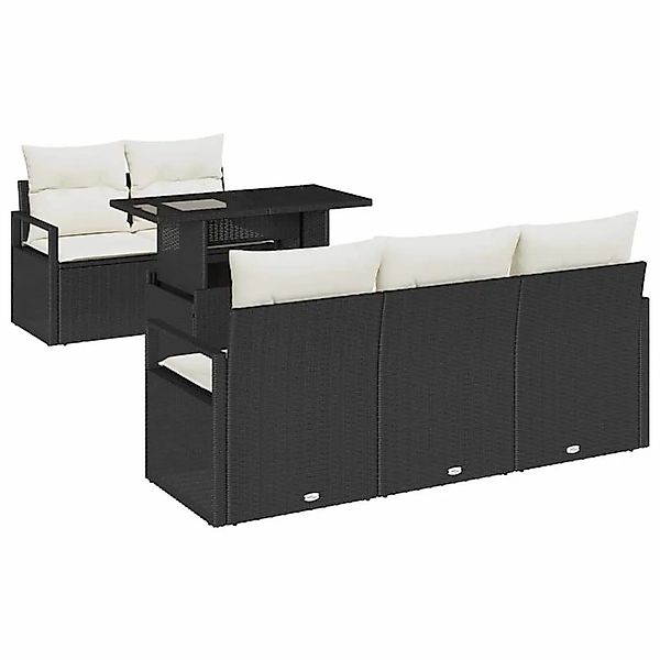 vidaXL Sofa Set mit Kissen 6-Tlg Schwarz Poly-Rattan 3348733 günstig online kaufen